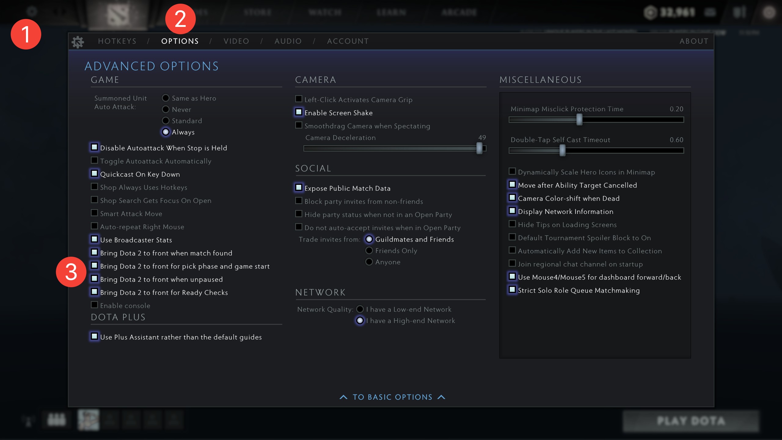 Configure Dota