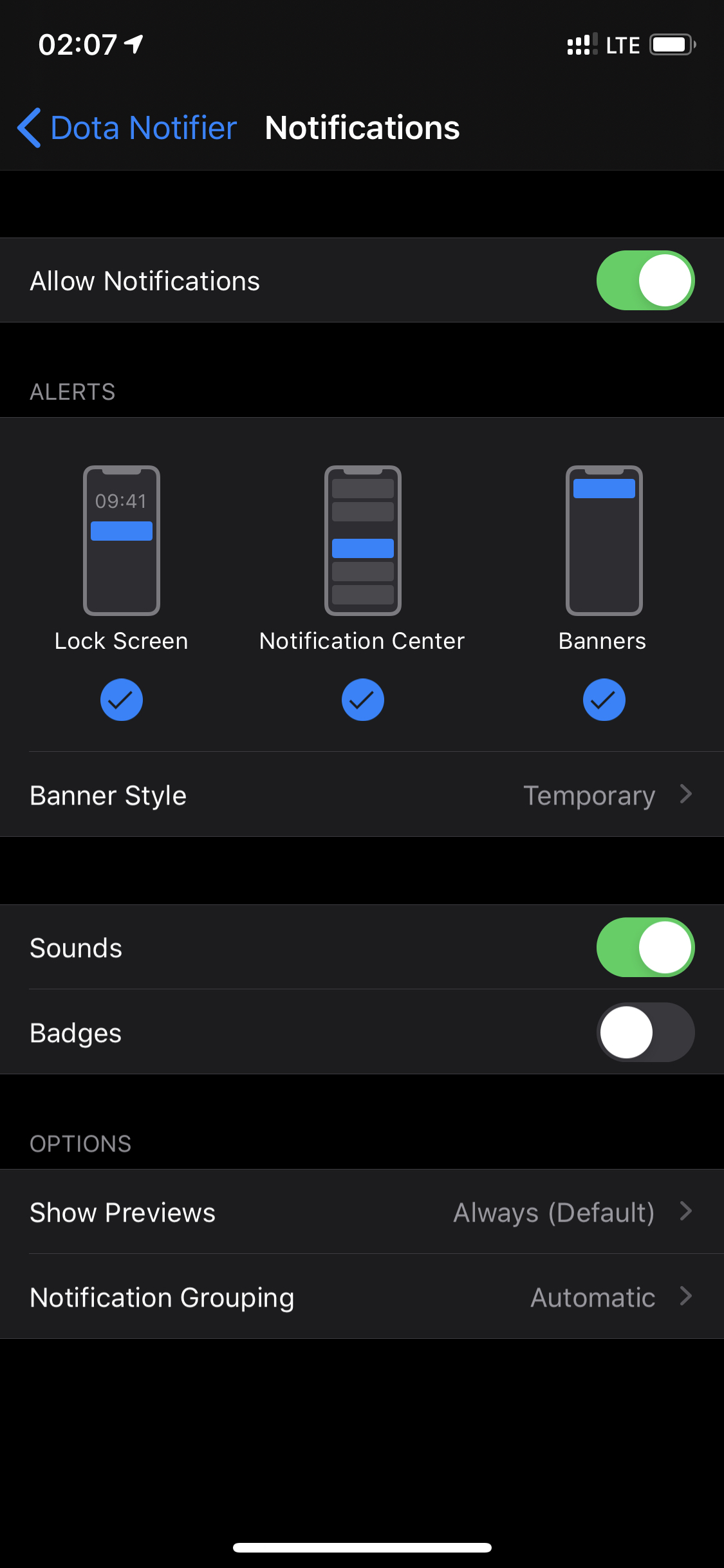 Configure iOS notifications